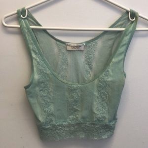 Turquoise lacey crop top